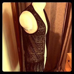 Black Fringe Boho Vest